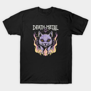 Death Metal Satanic Baphomet Cat T-Shirt